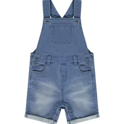 Salopette korte effen in denim voor baby jongen