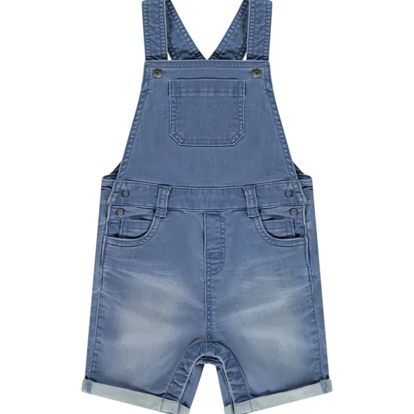 Salopette korte effen in denim voor baby jongen