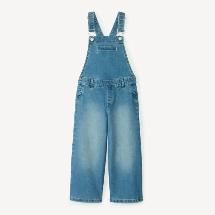 Salopette longue coupe large en jean fille