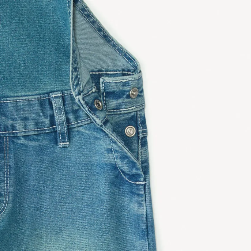 Salopette longue coupe large en jean fille