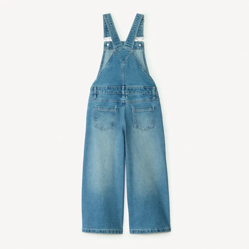 Salopette longue coupe large en jean fille