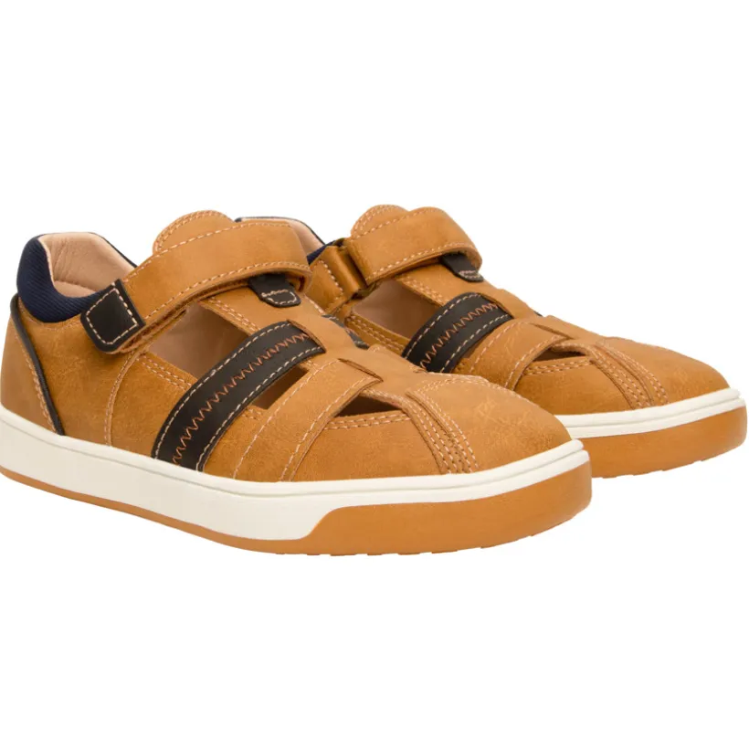 Sandalen in leder effect met velcro voor jongen