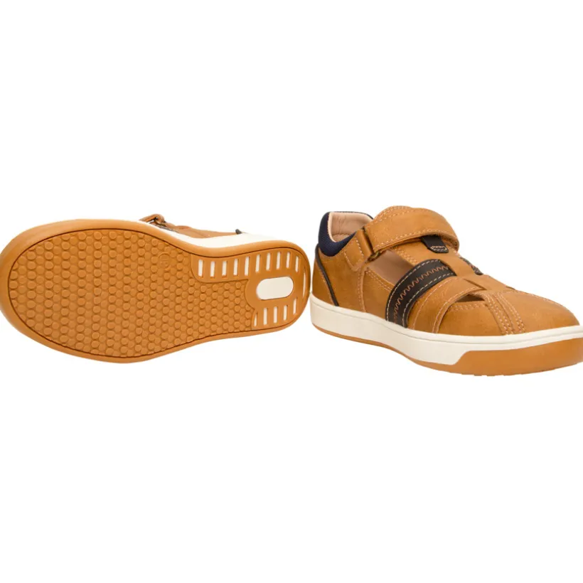 Sandalen in leder effect met velcro voor jongen