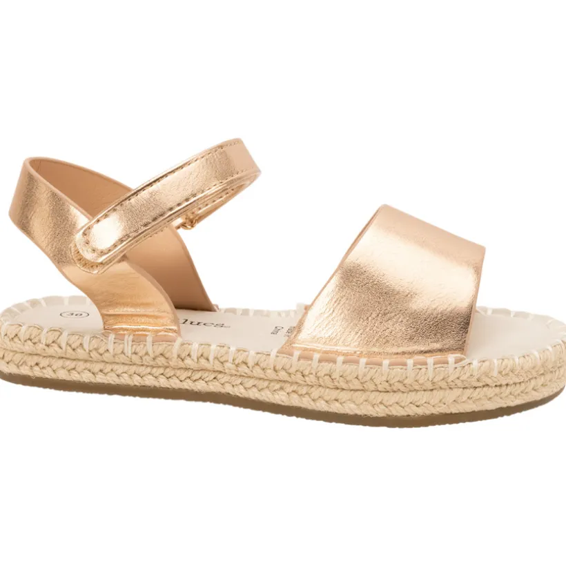 Sandalen in roségoud met satijnen effect en touwzool meisjes
