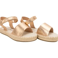Sandalen in roségoud met satijnen effect en touwzool meisjes