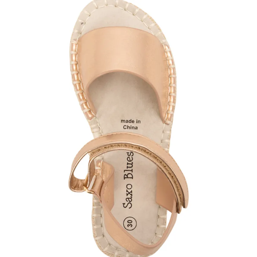 Sandalen in roségoud met satijnen effect en touwzool meisjes