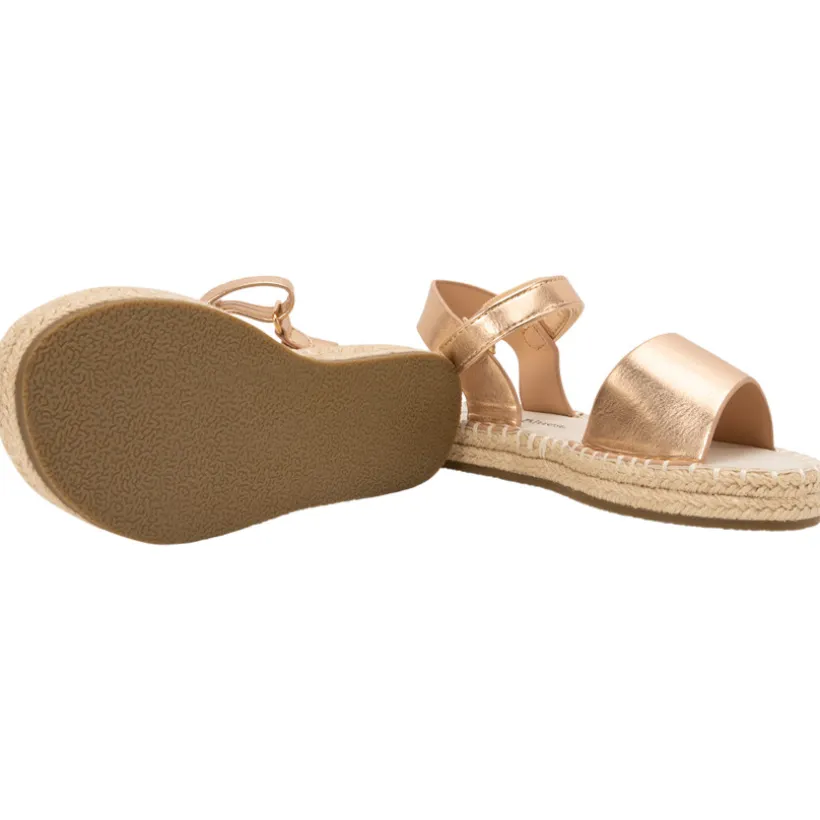 Sandalen in roségoud met satijnen effect en touwzool meisjes