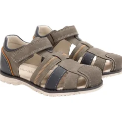 Sandalen leder effect met scratch jongens