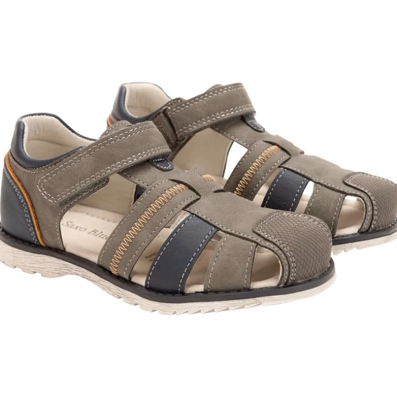 Sandalen leder effect met scratch jongens