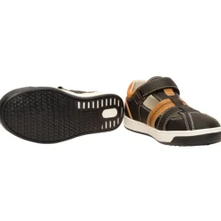Sandalen leder effect met scratch jongens