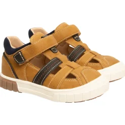 Sandalen leder effect met scratch jongens
