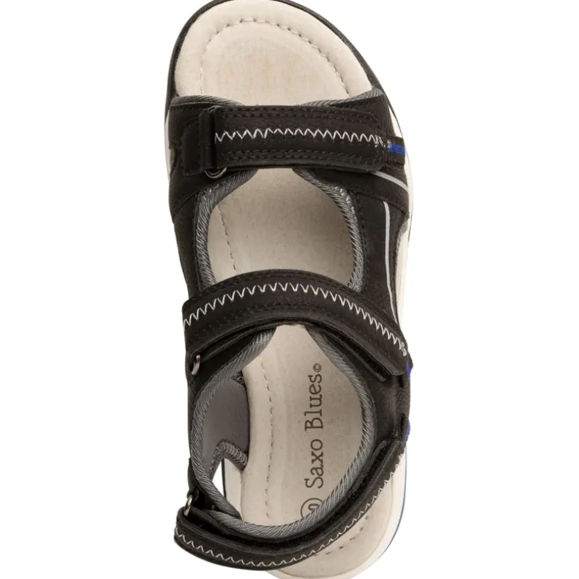 Sandalen met klittenband in kunstleer met blauwe details voor jongen