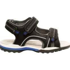Sandalen met klittenband in kunstleer met blauwe details voor jongen