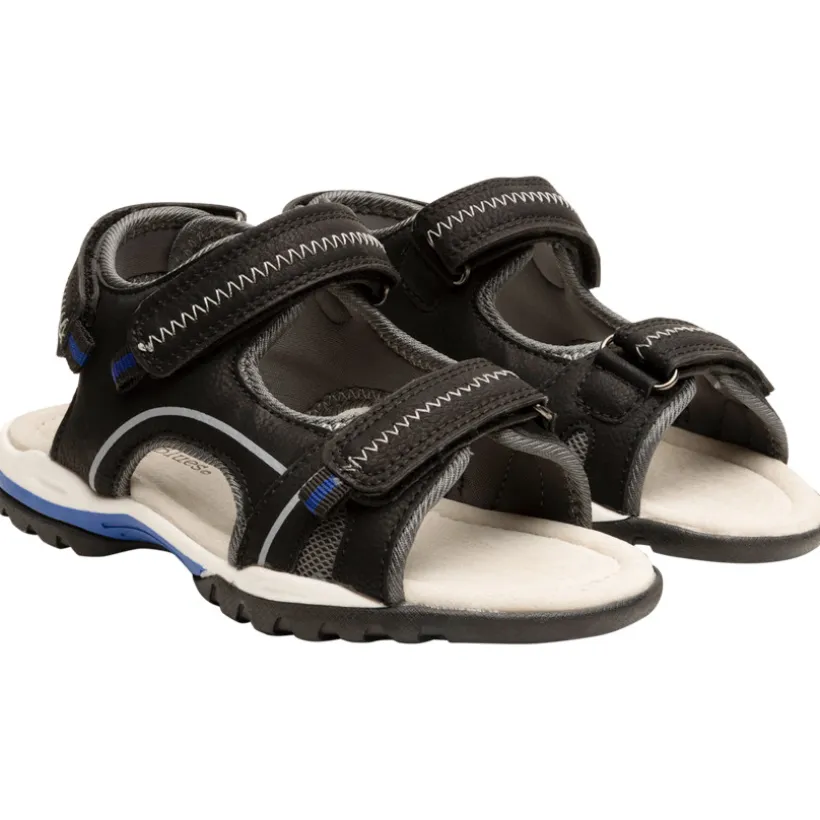 Sandalen met klittenband in kunstleer met blauwe details voor jongen