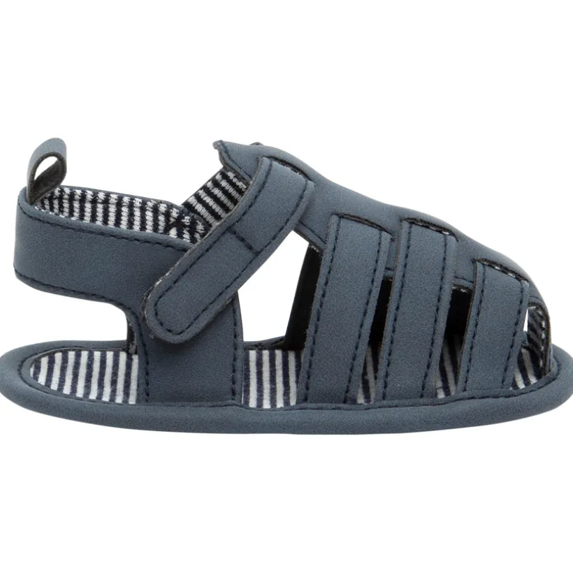 Sandalen met velcro en gestreepte voering voor babyjongen