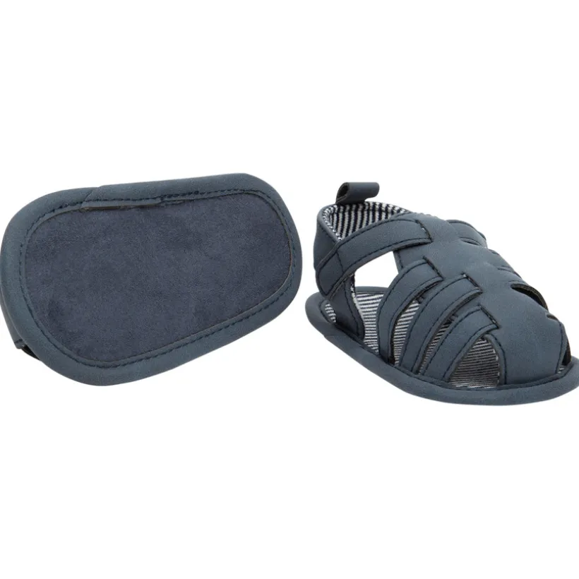 Sandalen met velcro en gestreepte voering voor babyjongen