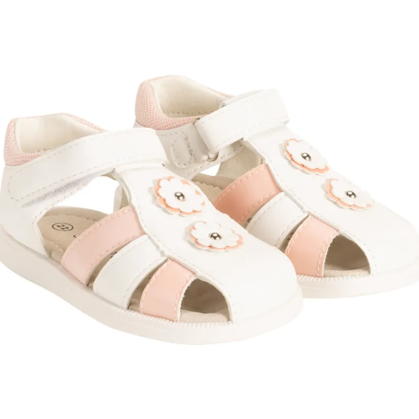 Sandalen tweekleurig met bloemen voor baby meisje