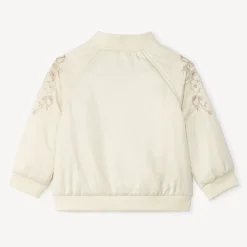 Satin bomberjasje met kasjmier borduursels voor babymeisjes