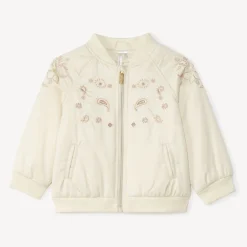 Satin bomberjasje met kasjmier borduursels voor babymeisjes