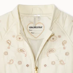 Satin bomberjasje met kasjmier borduursels voor babymeisjes