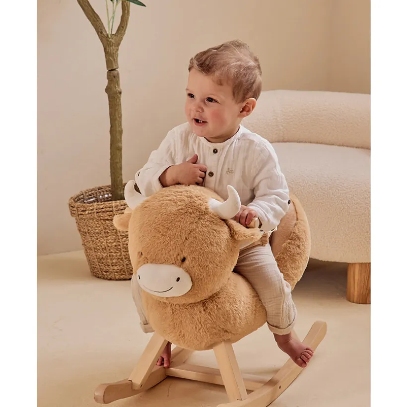 Schommeldier Koe Fluffy Beige