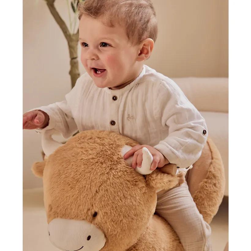 Schommeldier Koe Fluffy Beige