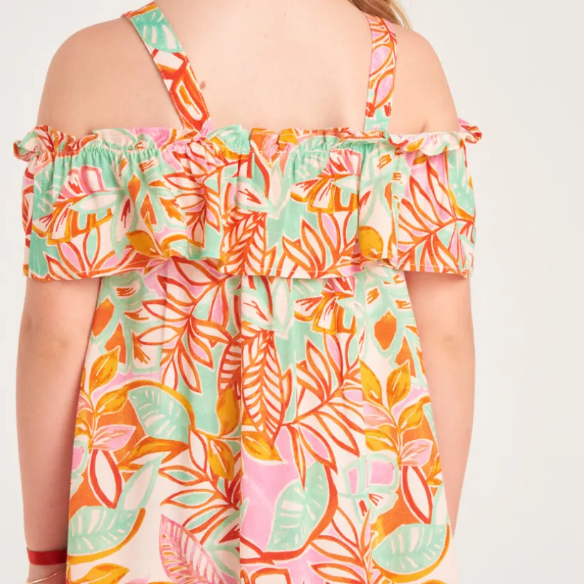 Schouderbandjes jurk met fantasieprint meisjes
