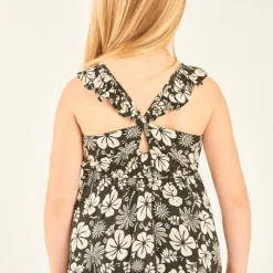 Schouderbandjurk met volantjes en exotische bloemenprint meisjes