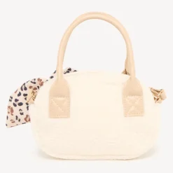 Schoudertas sherpa meisjes met een leopard strik