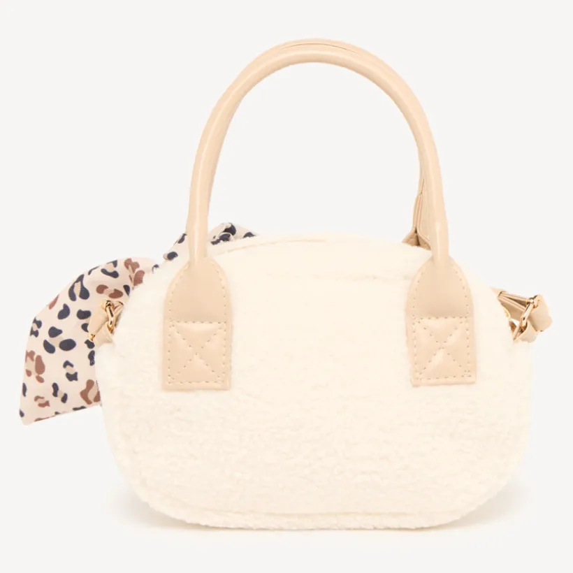 Schoudertas sherpa meisjes met een leopard strik