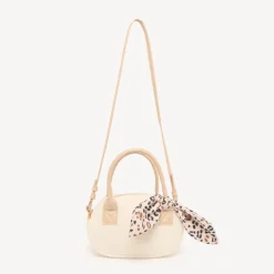 Schoudertas sherpa meisjes met een leopard strik