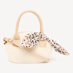 Schoudertas sherpa meisjes met een leopard strik