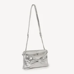 Schoudertas van metalliclook imitatieleder met strik meisjes