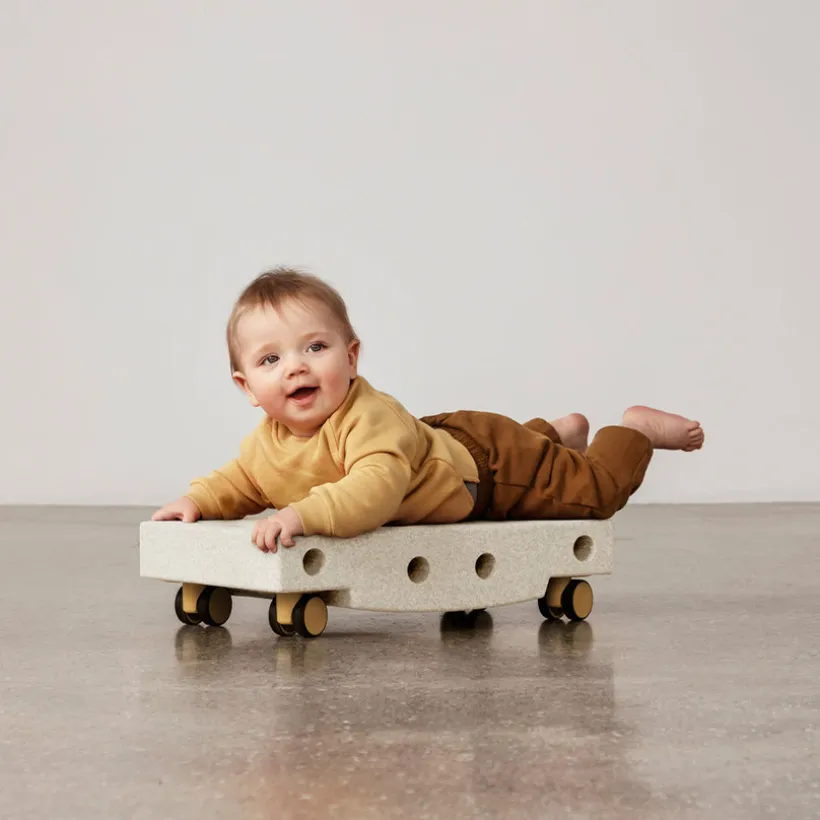 Scooter board basismotoriek 0-6jaar Sand Grey/Honey Yellow