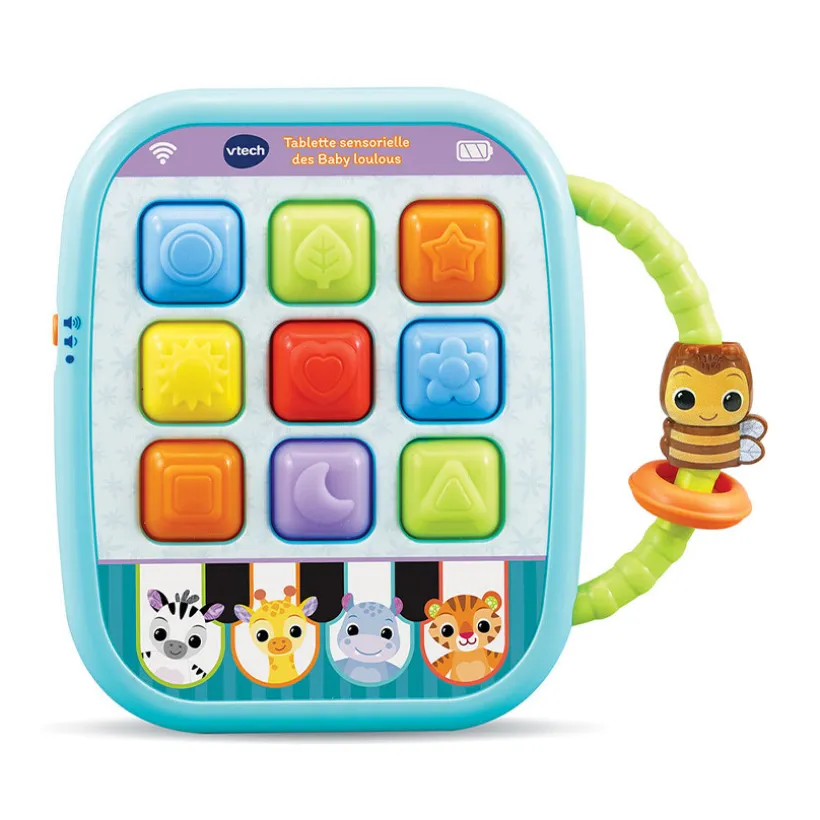 Sensorische tablet Baby Loulous VTech met 9 zachte verlichte toetsen en 4 pianotoetsen voor zintuigenstimulatie