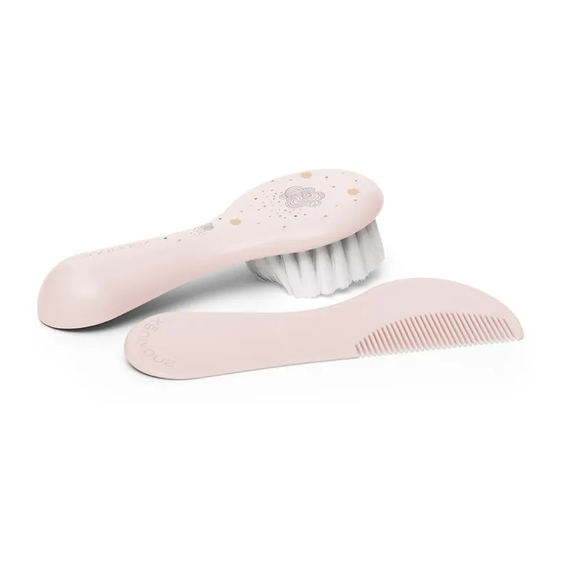 Set borstel en kam roze Suavinex
