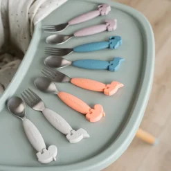 Set de 2 couverts Yummy Deer Friends bleu