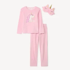 Set 3-delige fluwelen pyjama met slaapmasker meisjes