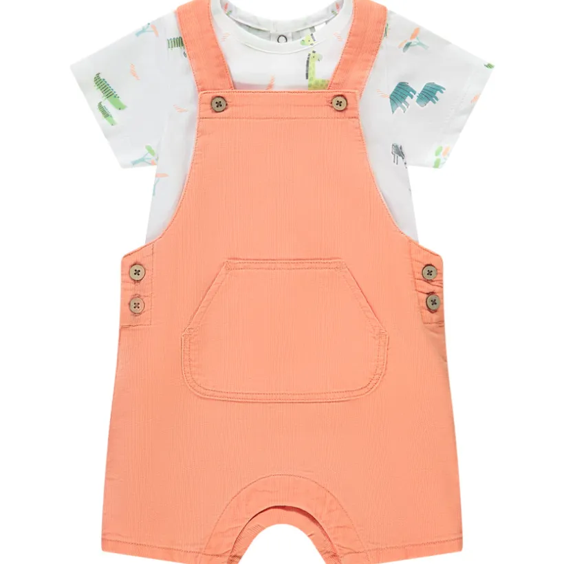 Set 2-delig korte salopette + bedrukt t-shirt voor baby jongen