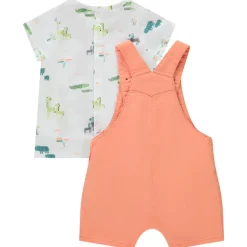 Set 2-delig korte salopette + bedrukt t-shirt voor baby jongen