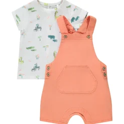 Set 2-delig korte salopette + bedrukt t-shirt voor baby jongen