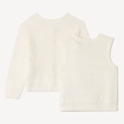 Set gilet en mouwloze trui in fantasiebreisel voor babymeisje