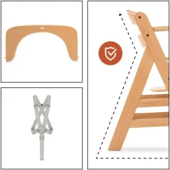 Set Hoge stoel meegroeiend Alpha+&Newborn bouncer & Harnas Natuur/Grijs