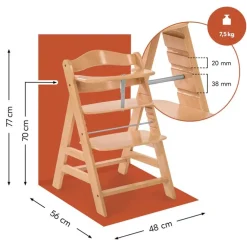 Set Hoge stoel meegroeiend Alpha+&Newborn bouncer & Harnas Natuur/Grijs