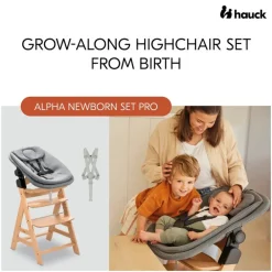 Set Hoge stoel meegroeiend Alpha+&Newborn bouncer & Harnas Natuur/Grijs