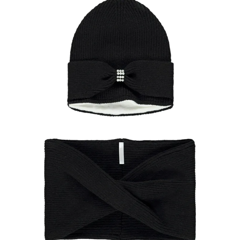 Set in gebreid muts + snood met strass voor meisjes
