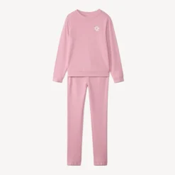 Set jogging in fleece met bloemenprint meisjes roze