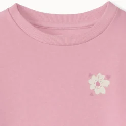 Set jogging in fleece met bloemenprint meisjes roze