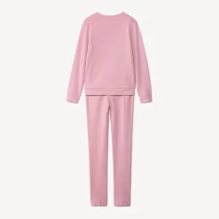 Set jogging in fleece met bloemenprint meisjes roze