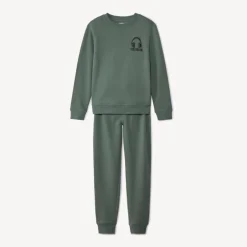 Set jogging in fleece uni kaki jongens
